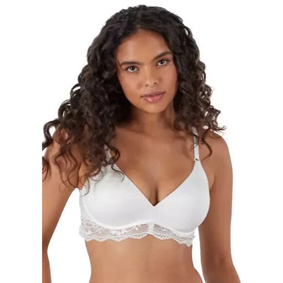 Maidenform Other - Maidenform White Your Lift Wireless Lace-Trim Bra DM1196 Adapts Super Soft 34B